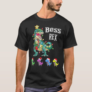 Mens Christmas Boss Rex With T Rex Grandkids T-Shirt