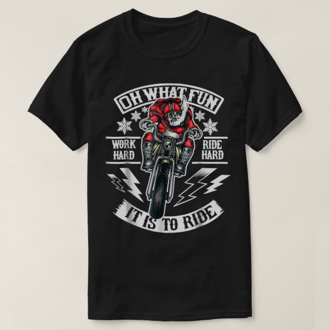 Mens Christmas Motorcycle Santa Biker oh what fun  T-Shirt (Design Front)