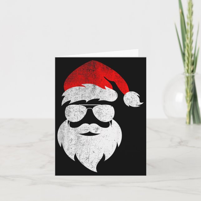 Mens Christmas Santa Claus Face Sungles With Hat B Card (Front)