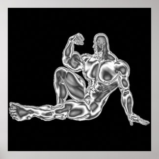 Mens Chrome Bodybuilder  Pose Poster