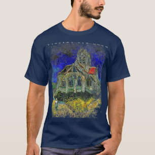 Mens Church At Auverssuroise  Van Gogh Painting T-Shirt