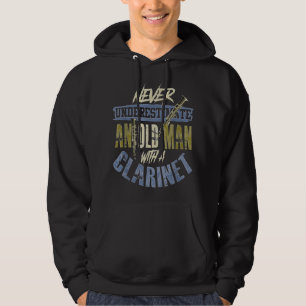 Mens Clarinet Funny Old Man Clarinetist Clarinet P Hoodie