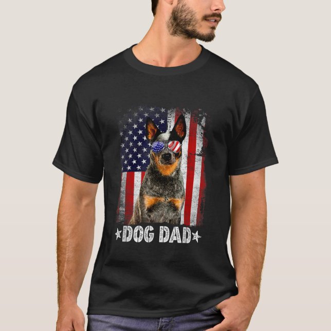 Mens Classic Australian Cattle Dog Dad USA Flag Fa T-Shirt (Front)