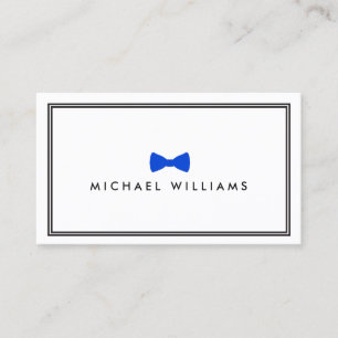 Men's Classic Bow Tie Logo - Blue and White Business Card