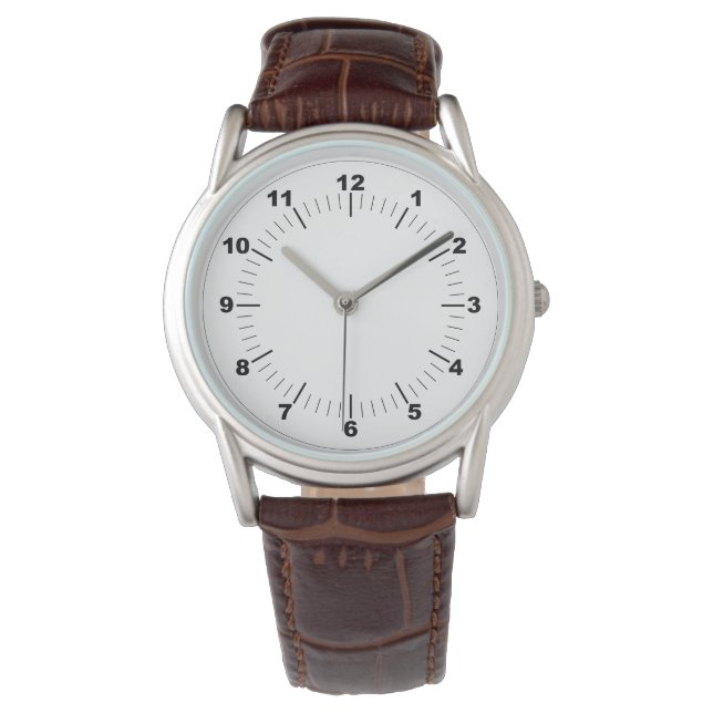 Men's Classic Brown Leather Strap Watch (Front)