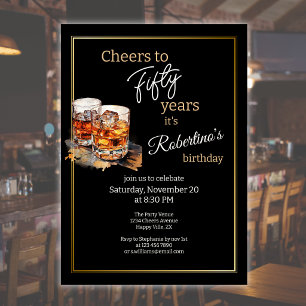 Men's Classic Double Whiskey Glass 50th birthday Invitation