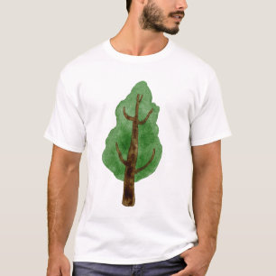 Men's Classic Pine Tree White T-Shirt - Minimalist