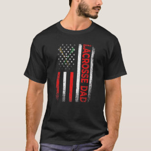 Mens Classic Retro American Flag Lacrosse Dad Men T-Shirt