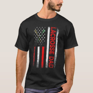 Mens Classic Retro American Flag Lacrosse Dad Men T-Shirt
