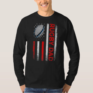 Mens Classic Retro American Flag Rugby Dad Men Fat T-Shirt