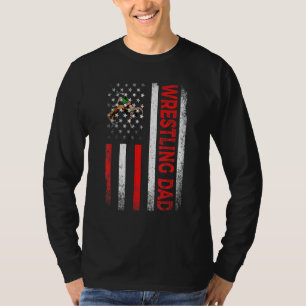 Mens Classic Retro American Flag Wrestling Dad Men T-Shirt