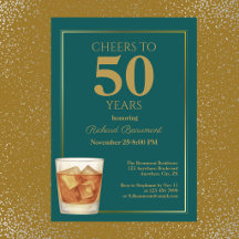 Men's Classic Teal Gold Cheers 50th Birthday
