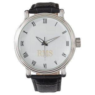 Mens Classic Vintage Look Monogram Initials Watch