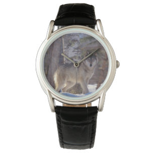 Mens Classic Watch/Wildlife Wolf Watch