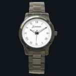 Men's Classy Personalised Watch<br><div class="desc">Elegant and classy design, with clean and simple customisation. These watches are for any man you want to thank, whether it's brotherly love or everlasting love. Perfect for holidays, thanks yous, groomsmen, and more! Elegant and easy to designs to withstand the changes in fashion, and water resistant to help withstand...</div>
