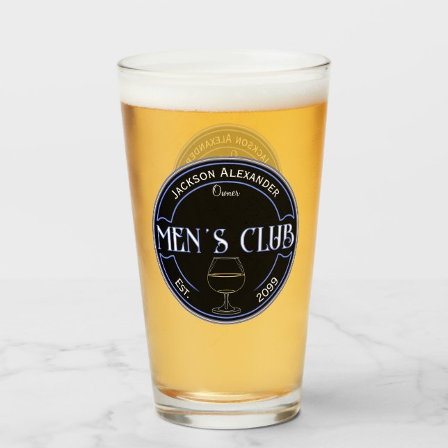 Men's Club Man Cave Drinkware Pint Beer Glass (Front Filled)