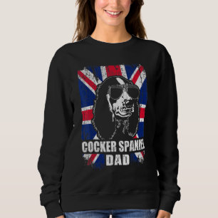 Mens Cocker Spaniel Dad Cool Uk Flag Vintage Retro Sweatshirt