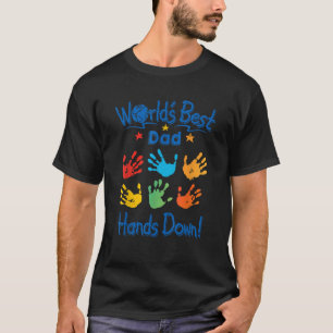 Mens Colourful Little Hands World s Best Dad Hands T-Shirt