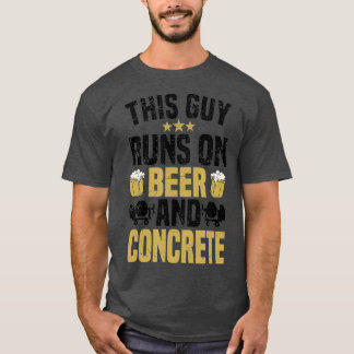 Mens Concrete Finisher Beer Construction Worker T-Shirt