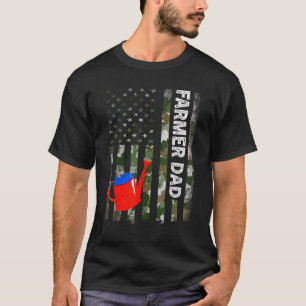 Mens Cool American Flag Camouflage Farmer Dad Fath T-Shirt