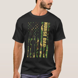 Mens Cool American Flag Camouflage Nurse Dad Fathe T-Shirt