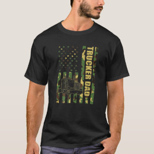 Mens Cool American Flag Camouflage Trucker Dad Fat T-Shirt