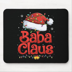 Mens Cool Baba Claus With Santa Hat Christmas Ligh Mouse Mat