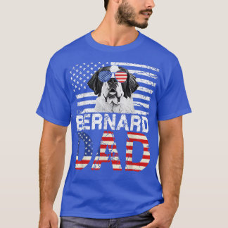 Mens Cool Bernard Dad USA Flag Patriotic Fathers D T-Shirt