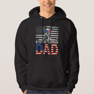 Mens Cool Boston Terrier Dad Usa Flag Patriotic Fa Hoodie