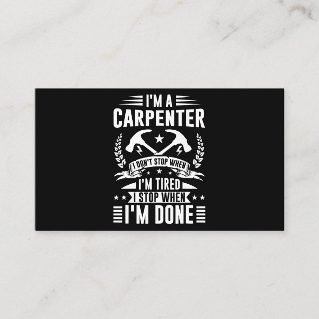 Mens Cool Carpenter Funny Joiner Hard Work Woodwor Business Card (Front)