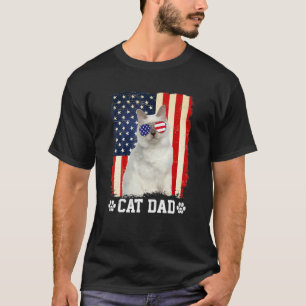 Mens Cool Cat Dad American Flag Father S Day T-Shirt