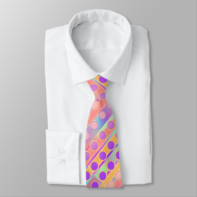 MENS COOL CIRCLES DESIGN NECKTIE TIE (Tied)