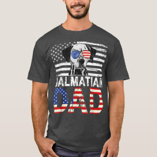 Mens Cool Dalmatian Dad USA Flag Patriotic Fathers T-Shirt