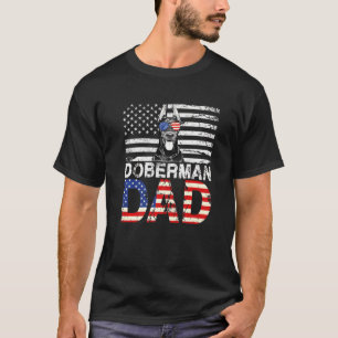 Mens Cool Doberman Dad Usa Flag Patriotic Fathers T-Shirt