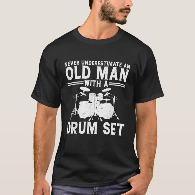 Mens Cool Drummer Art Men Dad Drum Set Player Drum T-Shirt (Front)
