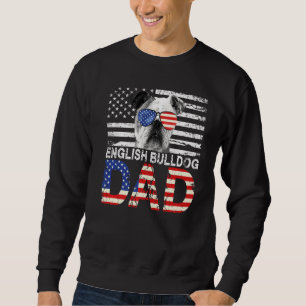 Mens Cool English Bulldog Dad Usa Flag Patriotic F Sweatshirt