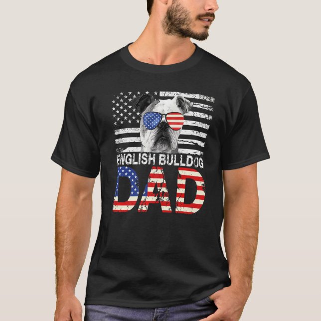 Mens Cool English Bulldog Dad Usa Flag Patriotic F T-Shirt (Front)