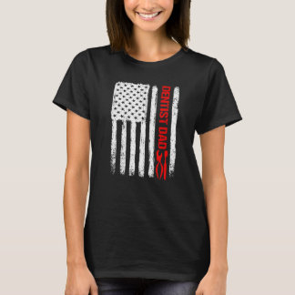 Mens Cool Father's Day American Flag Dentist Dad 4 T-Shirt