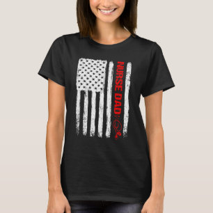 Mens Cool Father's Day American Flag Nurse Dad 4th T-Shirt