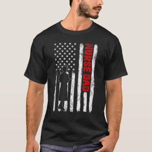 Mens Cool Father's Day American Flag Nurse Dad 4th T-Shirt