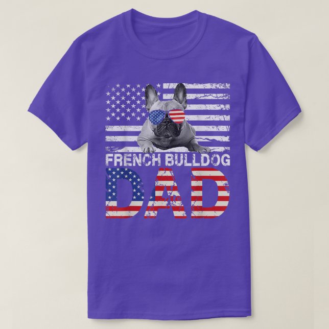 Mens Cool French Bulldog Dad USA Flag Patriotic Fa T-Shirt (Design Front)