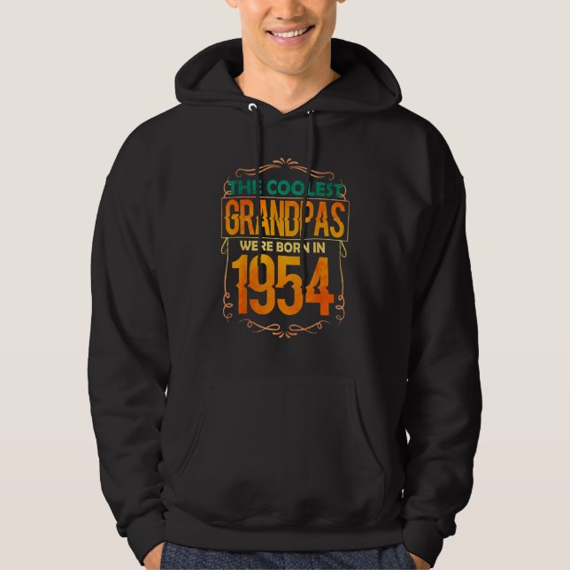 Mens Cool Grandpa Grandfather Born 1954 Hoodie (Front)