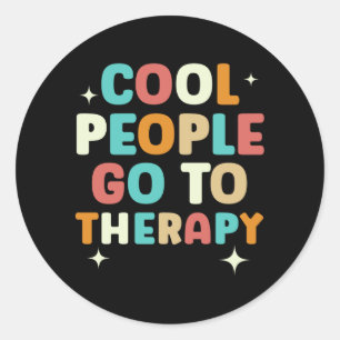 Mens Cool People Go To Therapy Awareness Mental Classic Round Sticker