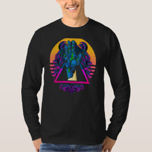 Mens Cool Retro Robot Hand Sunset 80s And 90s Look T-Shirt