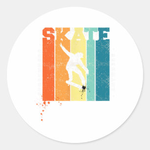 Men's Cool Skateboarding Art For Men Women Skatebo Classic Round Sticker