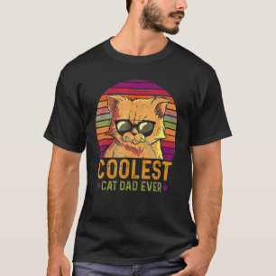 Mens Coolest Cat Dad Ever Retro Vintage Sunset Fat T-Shirt