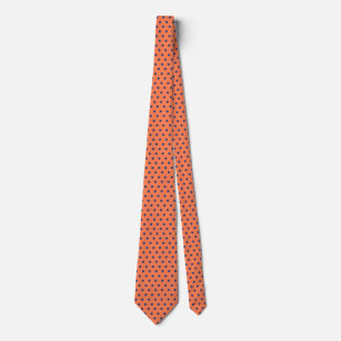 Men's Coral Tie with Blue Polka Dot Pattern