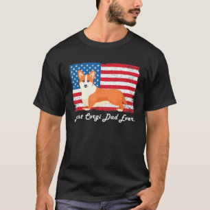 Mens Corgi Dog Dad Ever American Flag Dog T-Shirt