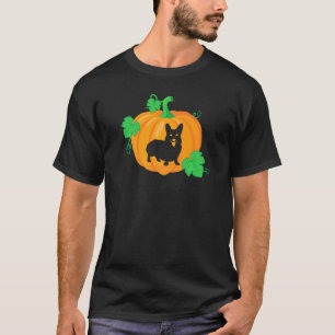 Mens Corgi Dog Silhouette Pumpkin Halloween T-Shirt