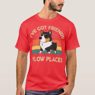 Mens Corgi I've Got Friends In Low Place Tricolor T-Shirt